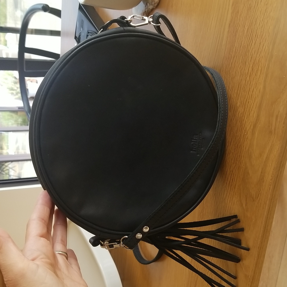 Round Leather Bag, Adjustable Strap - image 2